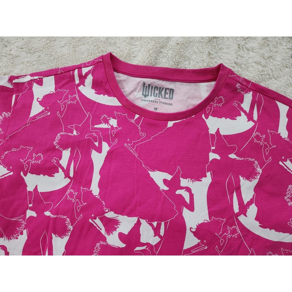 Universal Studios Wicked Pink Glinda And Elphaba Pattern Shirt Womens Medium NWT